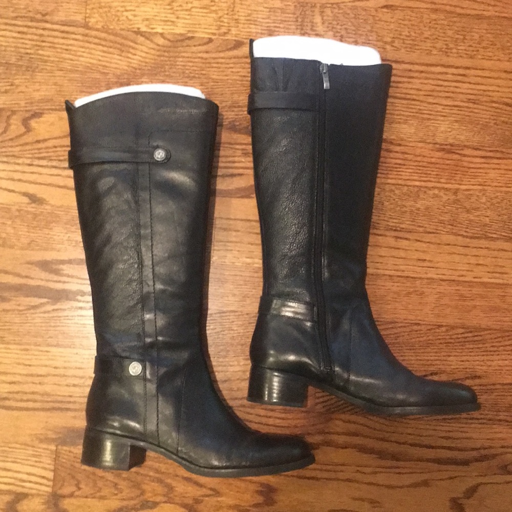 Franco Sarto Cymbols Leather Riding Boots Black